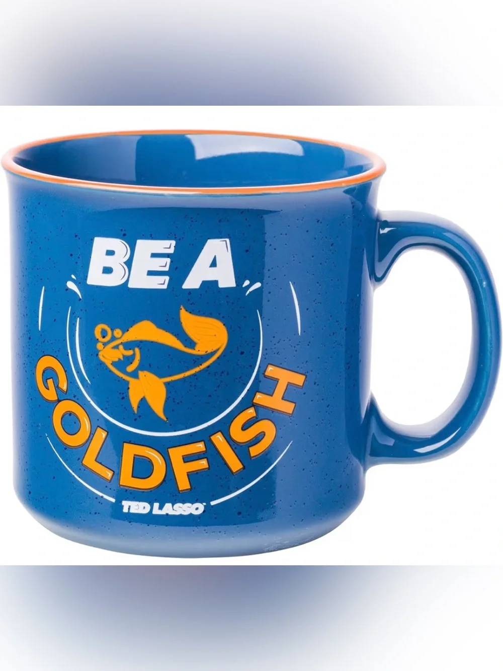 Ted Lasso Blue and Orange 'Be a Goldfish' Ceramic Mug brand new